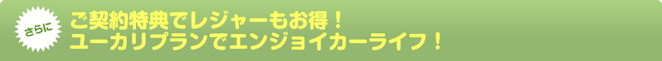 ご契約特典でレジャーもお得！ユーカリプランでエンジョイカーライフ！